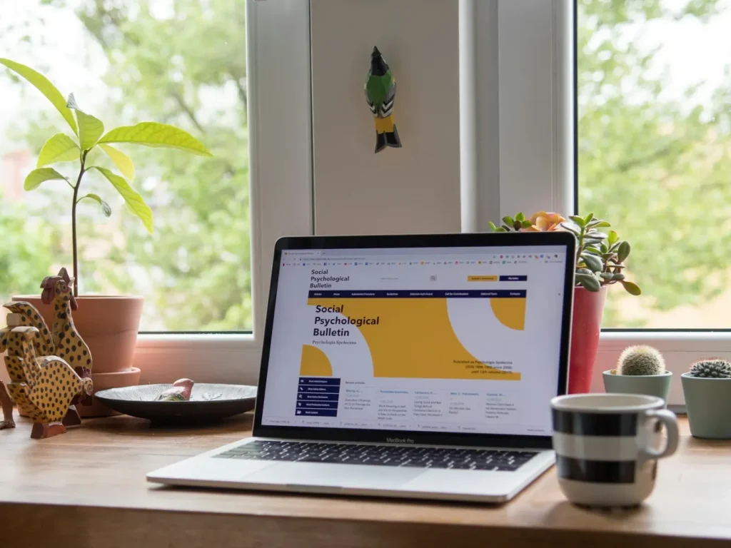 Portátil com um website aberto numa secretária de madeira com plantas, criação de sites em Bragança